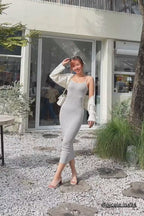 Zulu Cami Maxi Bodycon Dress in Grey