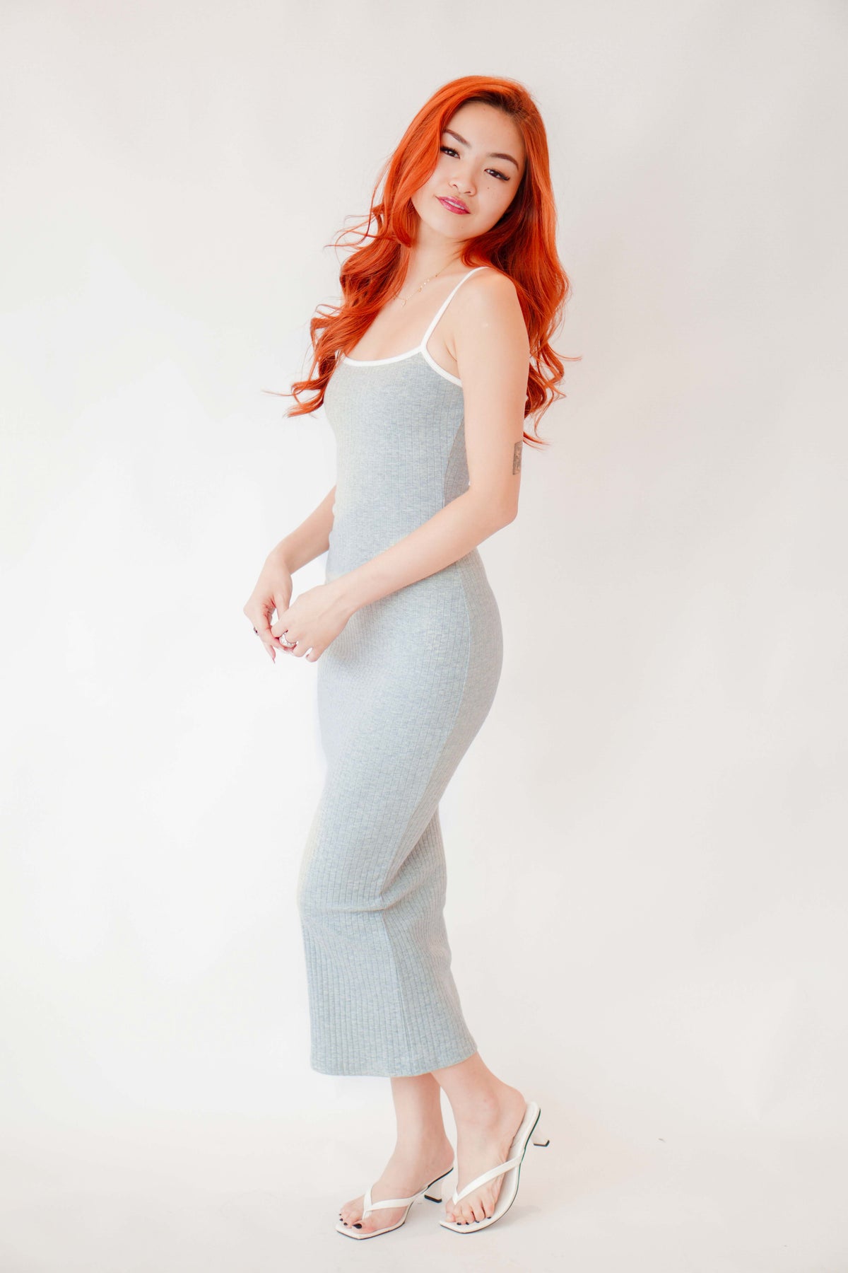 Zulu Cami Maxi Bodycon Dress in Grey