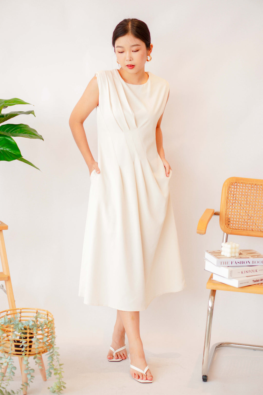 Brunita Midi Dress in Cream