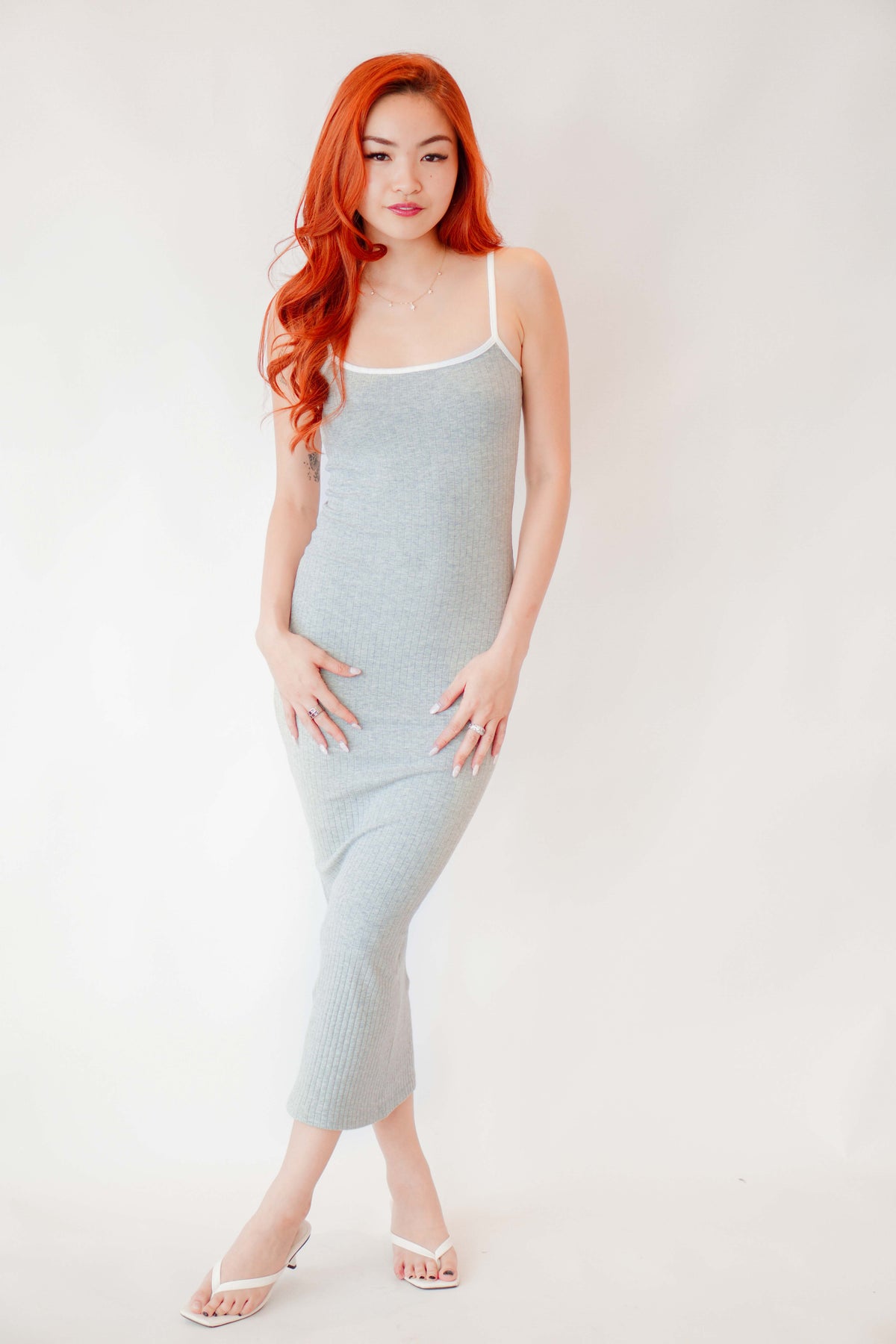 Zulu Cami Maxi Bodycon Dress in Grey