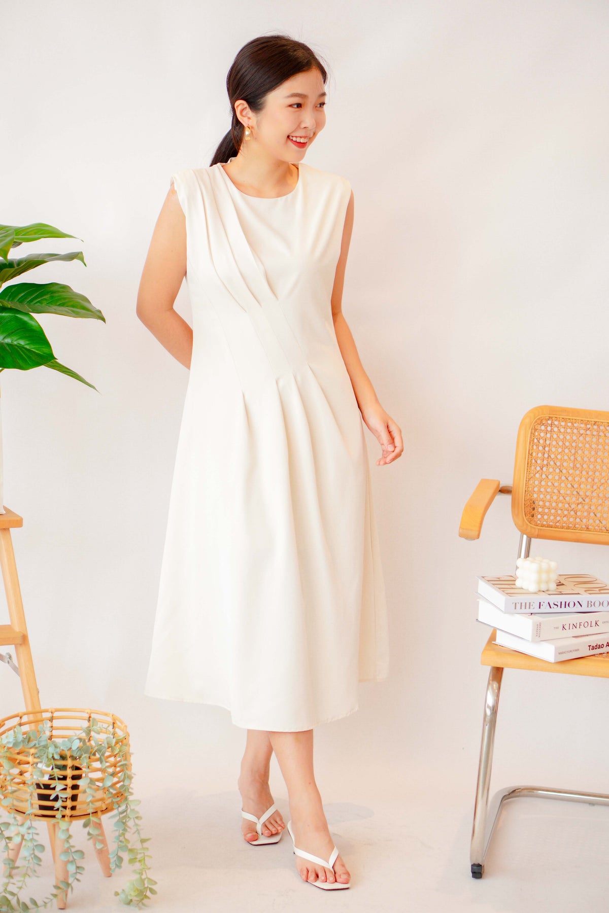 Brunita Midi Dress in Cream