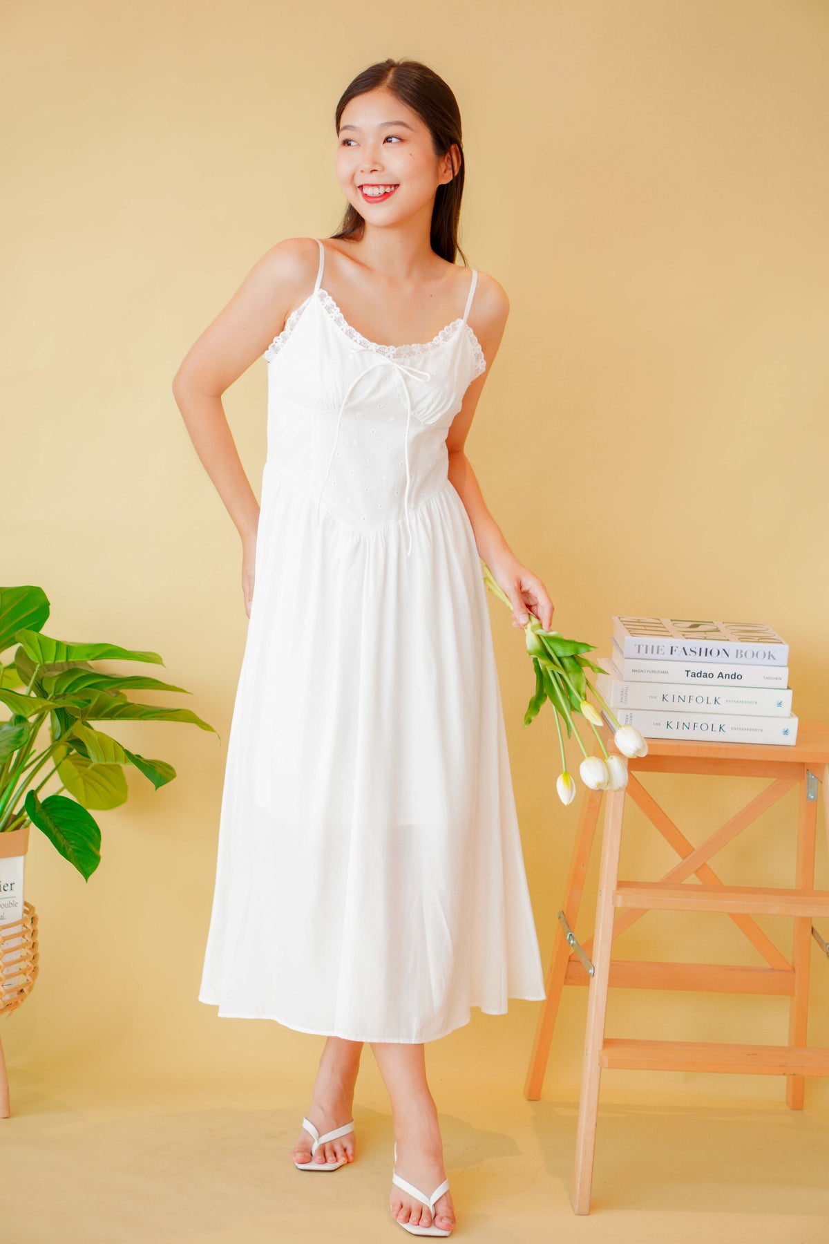 White Darling Lace Maxi Flowy Dress in White