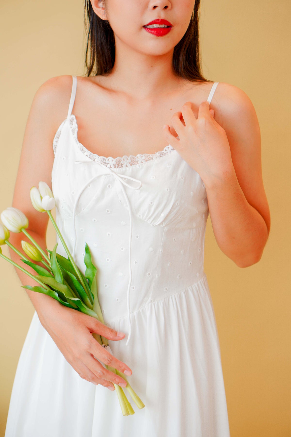 White Darling Lace Maxi Flowy Dress in White