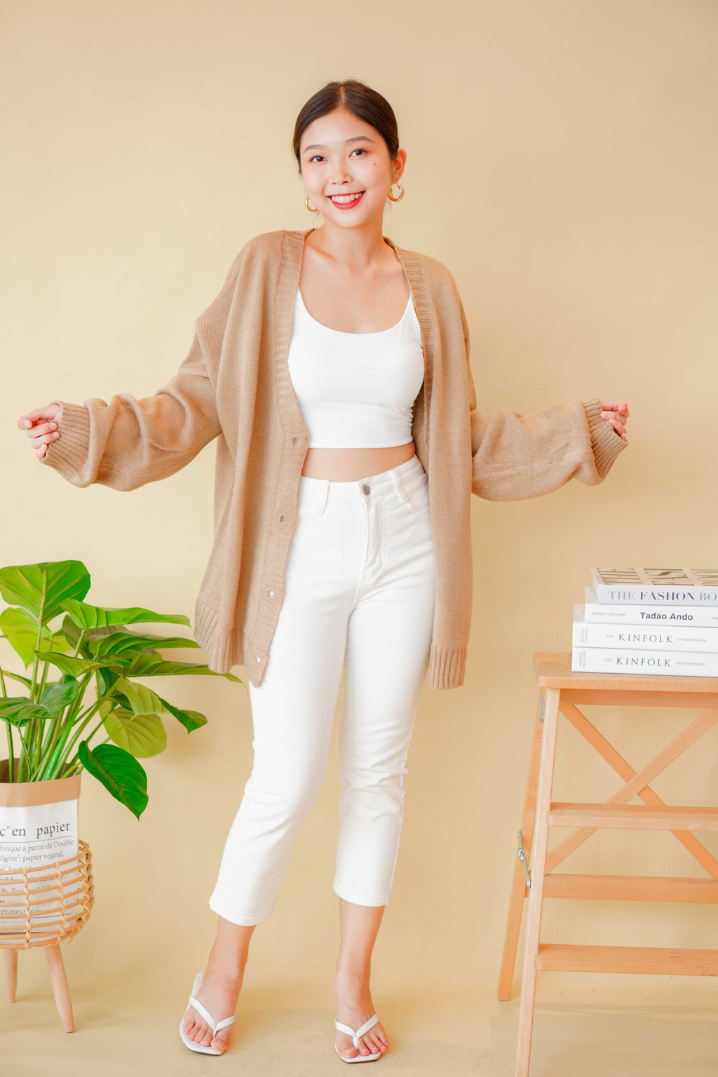 (BACKORDER) White Cloud Cardigan in Khaki