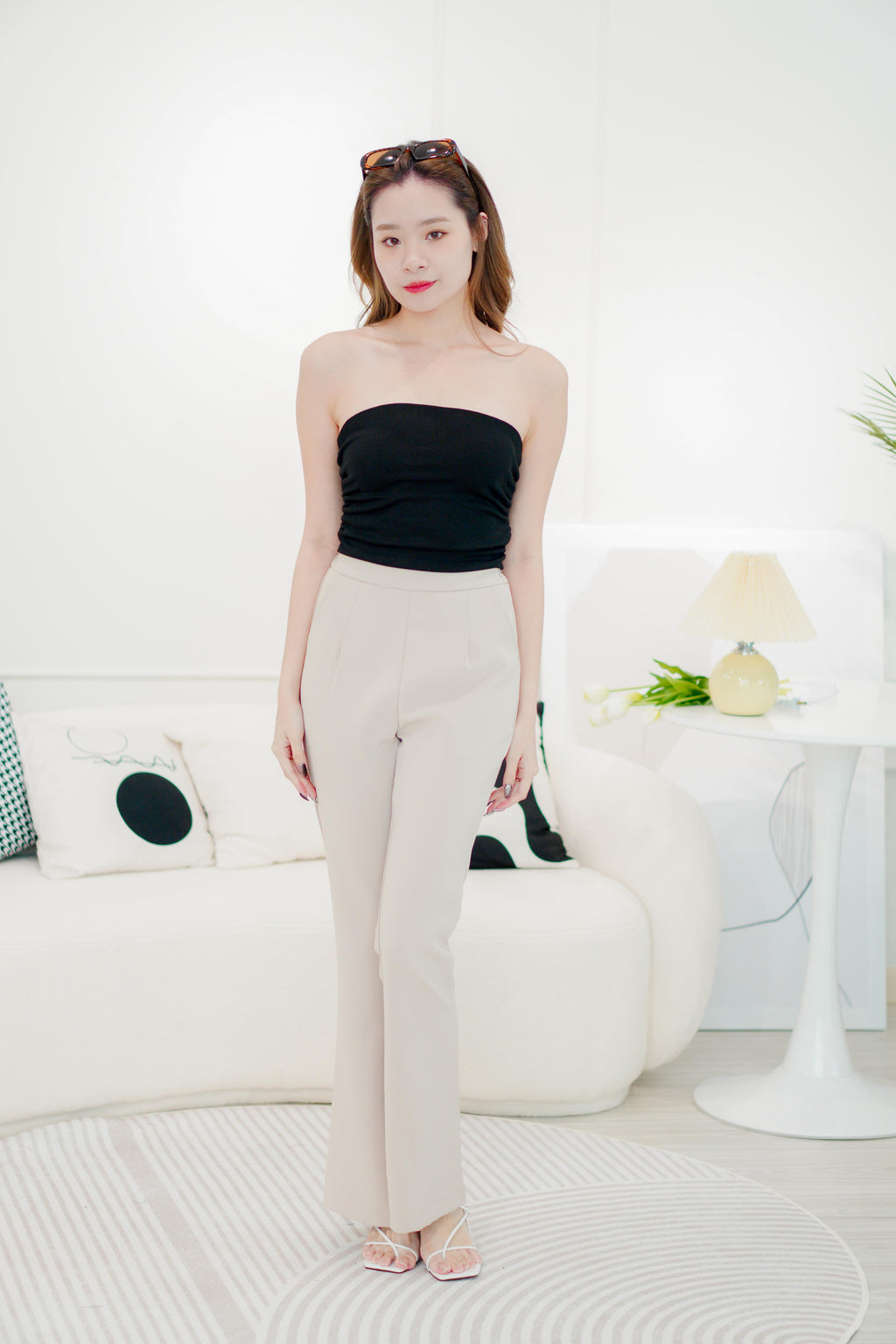 Dayara Ruched Tube Top in Black