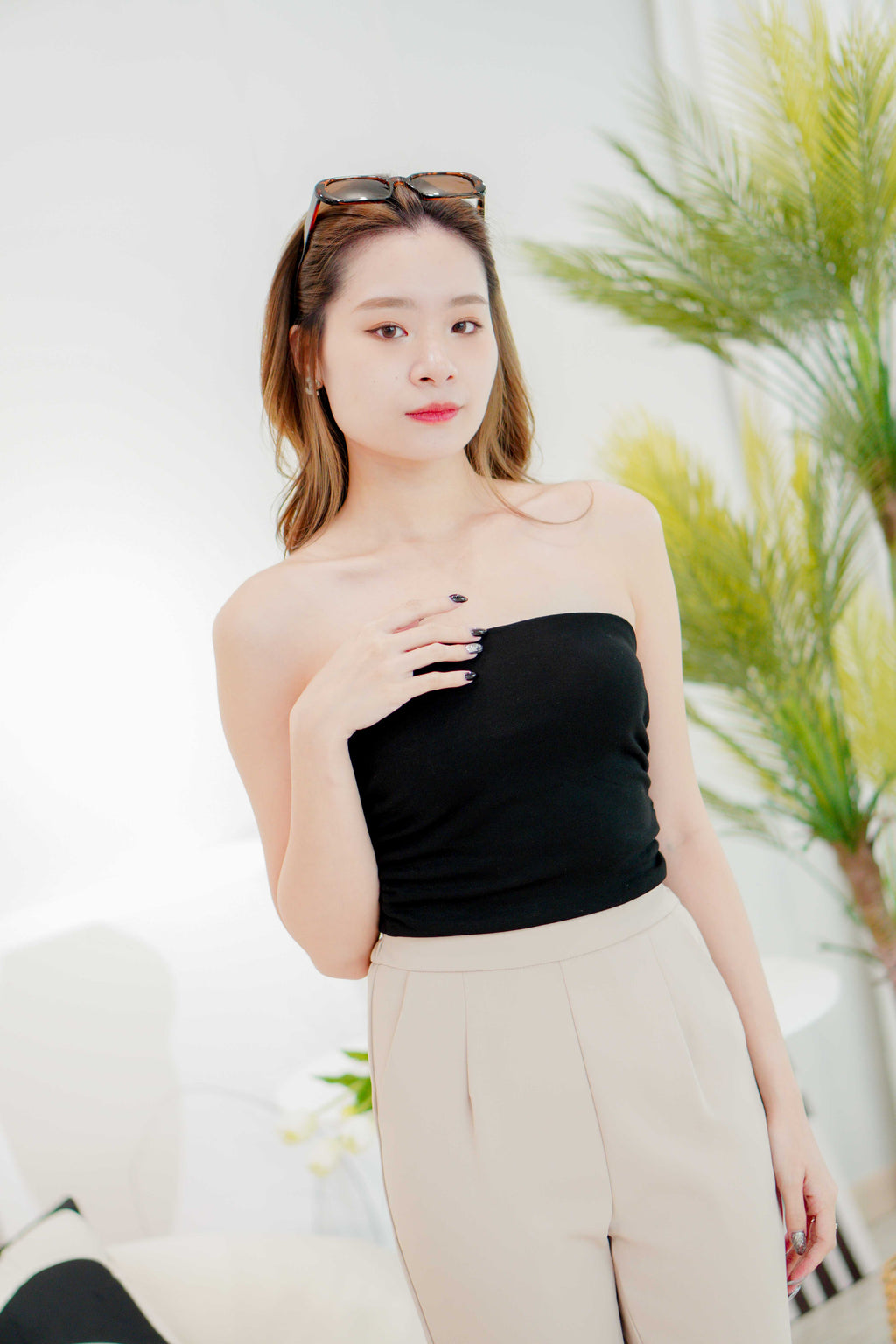Dayara Ruched Tube Top in Black
