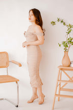 Glam For Me Off Shoulder Dress in Nude