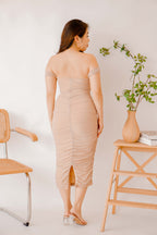 Glam For Me Off Shoulder Dress in Nude