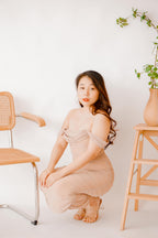 Glam For Me Off Shoulder Dress in Nude