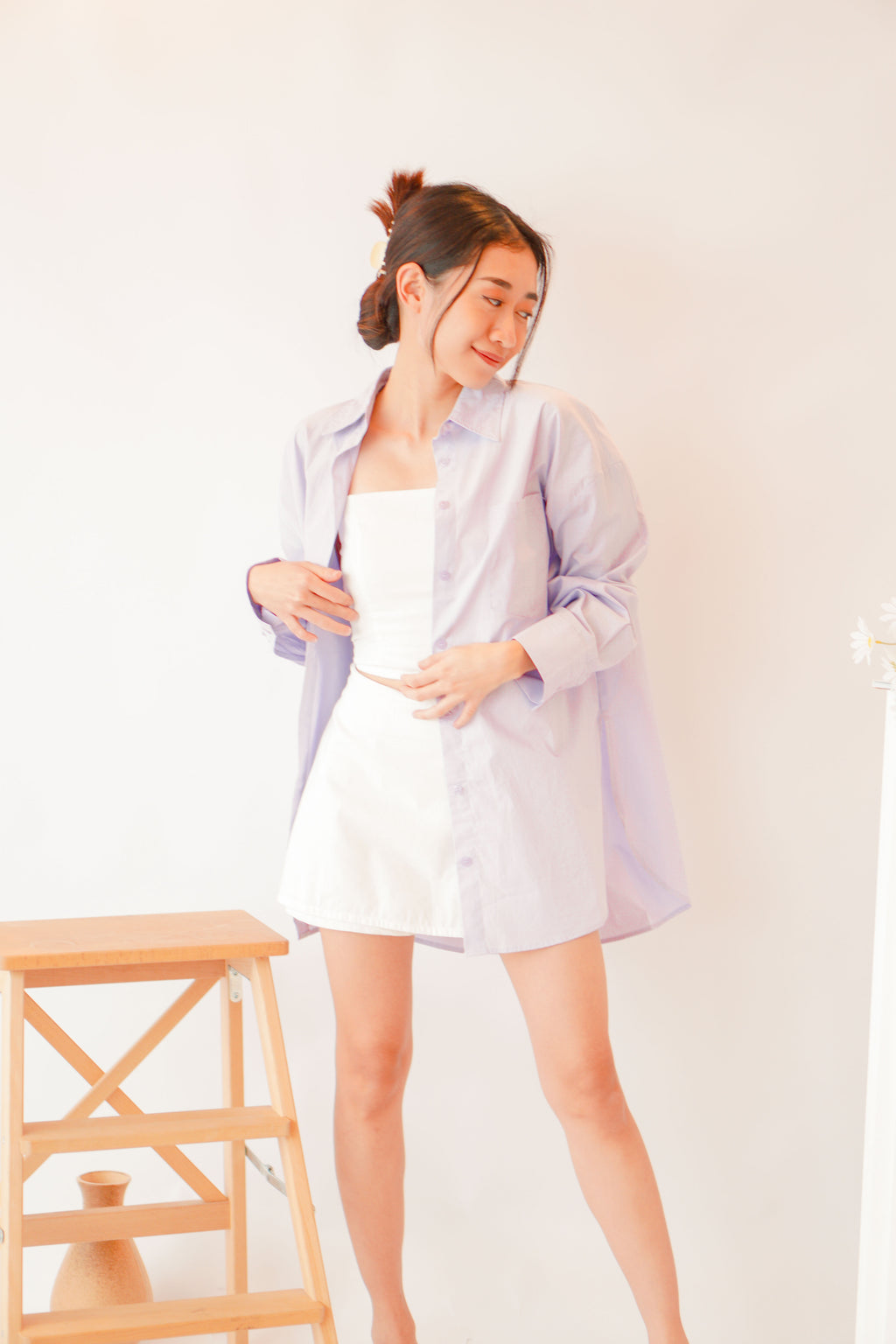 (BACKORDER) Capri Button Down Top in Purple