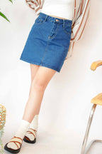 Classic Denim Mini Skirt in Dark Blue