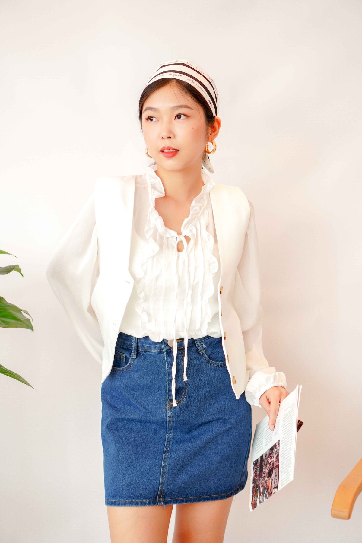 Classic Denim Mini Skirt in Dark Blue