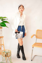 Classic Denim Mini Skirt in Dark Blue