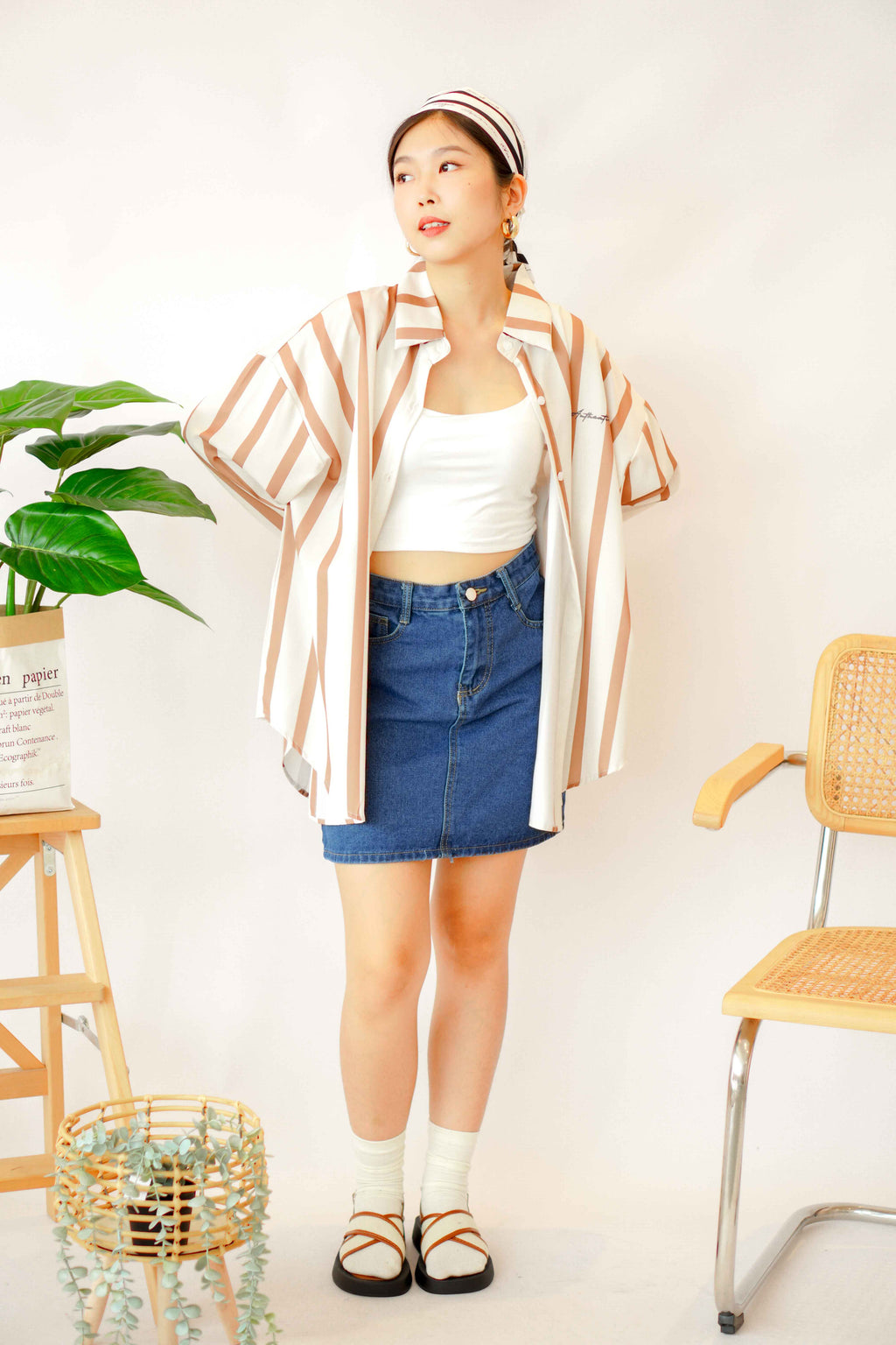 Classic Denim Mini Skirt in Dark Blue