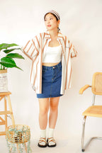 Classic Denim Mini Skirt in Dark Blue