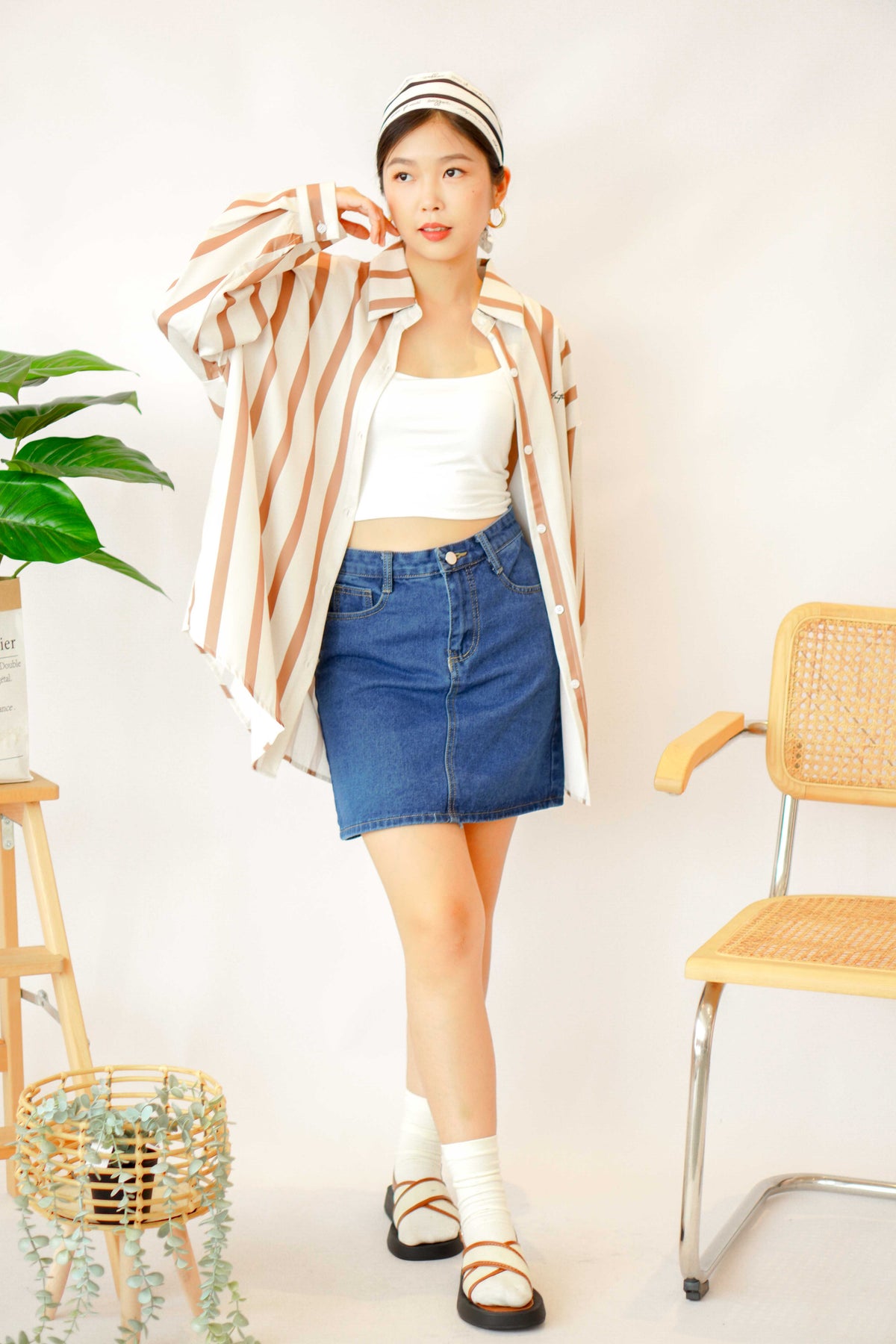 Classic Denim Mini Skirt in Dark Blue