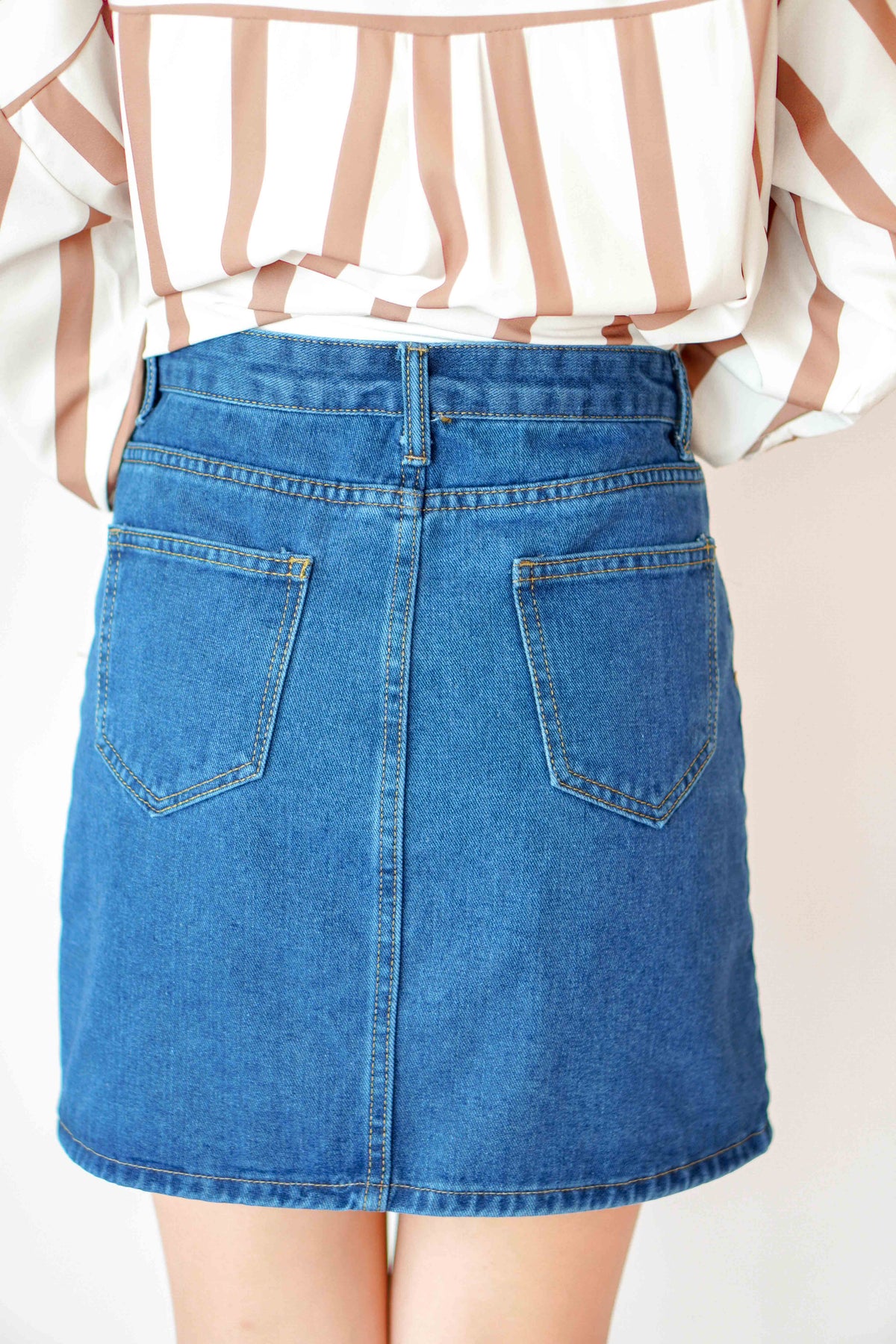 Classic Denim Mini Skirt in Dark Blue