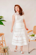 (Premium) Aeda Crochet Midi Dress in White