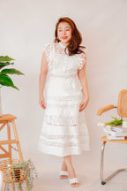 (Premium) Aeda Crochet Midi Dress in White