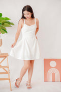 Auradon A-Line Ruched Waist Dress in White