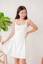 Auradon A-Line Ruched Waist Dress in White