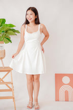 Auradon A-Line Ruched Waist Dress in White