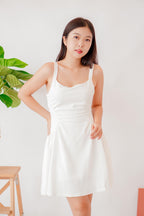 Auradon A-Line Ruched Waist Dress in White