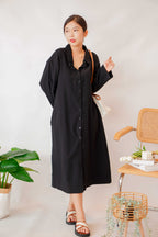 (BACKORDER) Anra Button Down Shirt Dress in Black