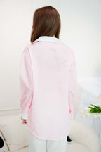 Corliss White Collar Stripes Button Down Top in Pink