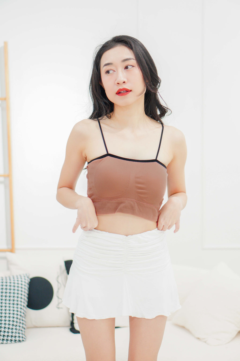 Reese Padded Crop Top in Dusty Pink
