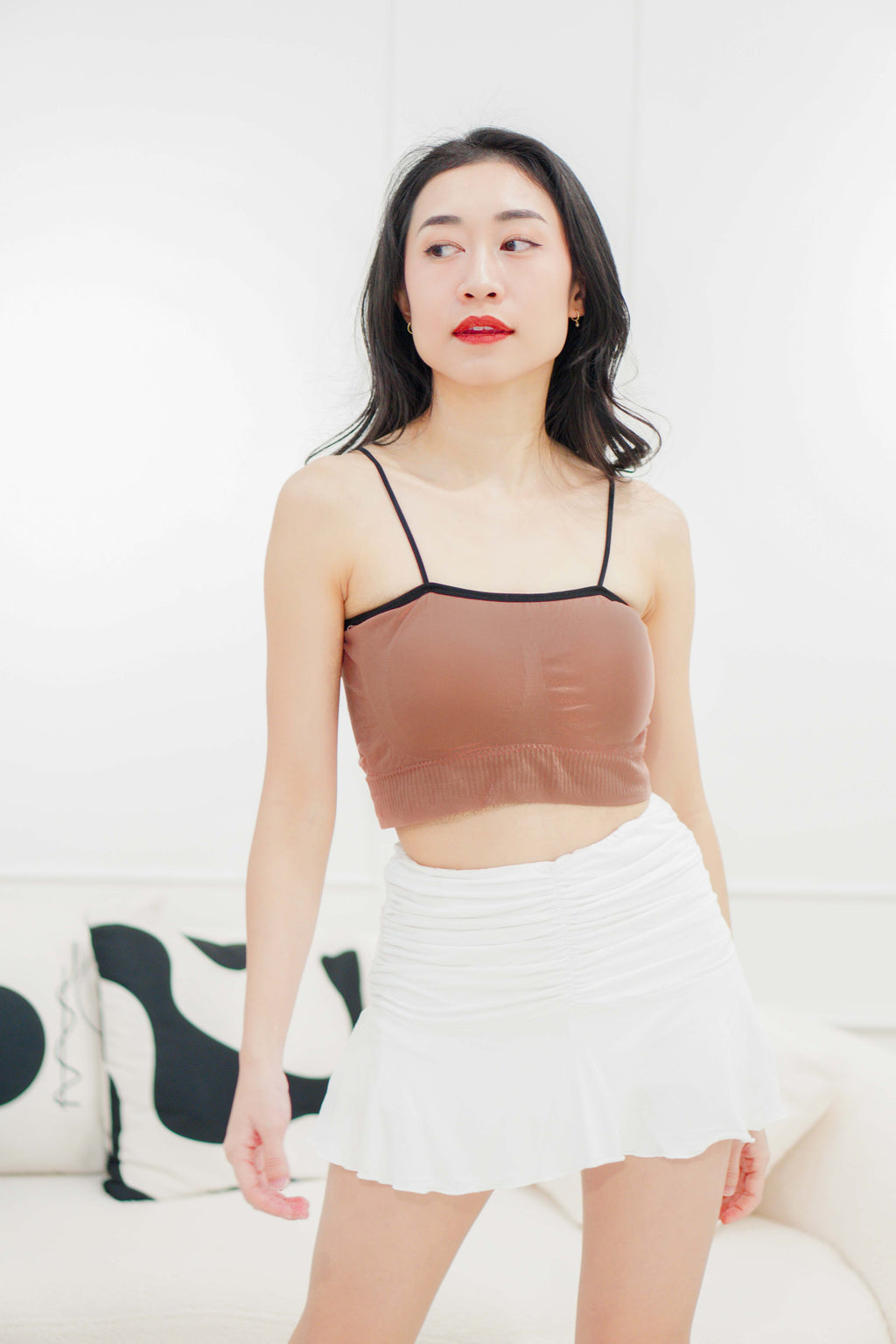 Reese Padded Crop Top in Dusty Pink