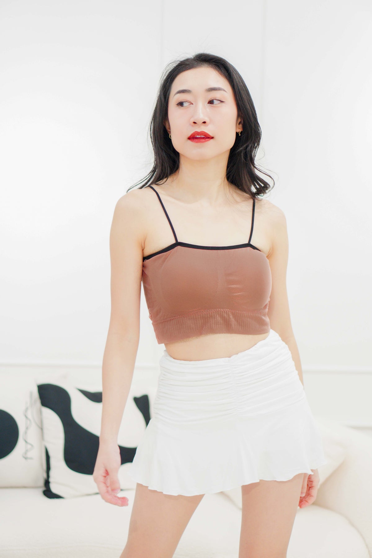 Reese Padded Crop Top in Dusty Pink