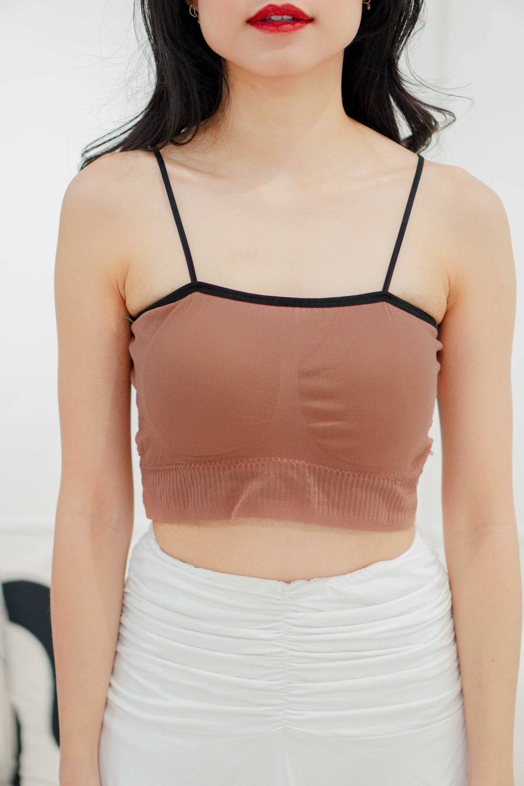 Reese Padded Crop Top in Dusty Pink