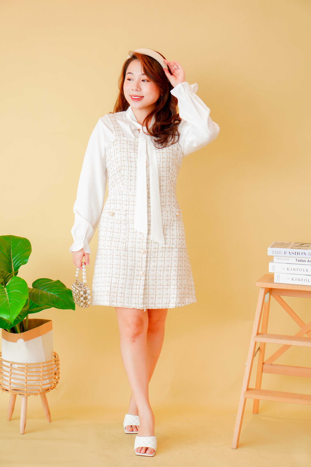 Make It Work Tweed Dress in Beige