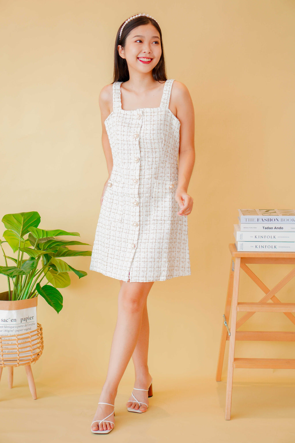 Make It Work Tweed Dress in Beige