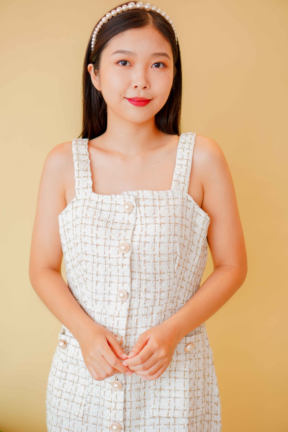 Make It Work Tweed Dress in Beige