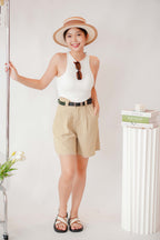 Jin Midi Shorts in Yellow Khaki