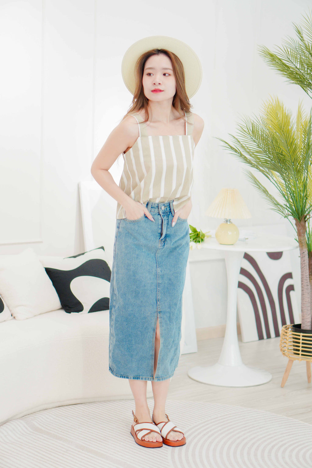Ha Neul Stripes Linen Top