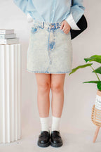Five 4 Denim Skirt in Washed Blue