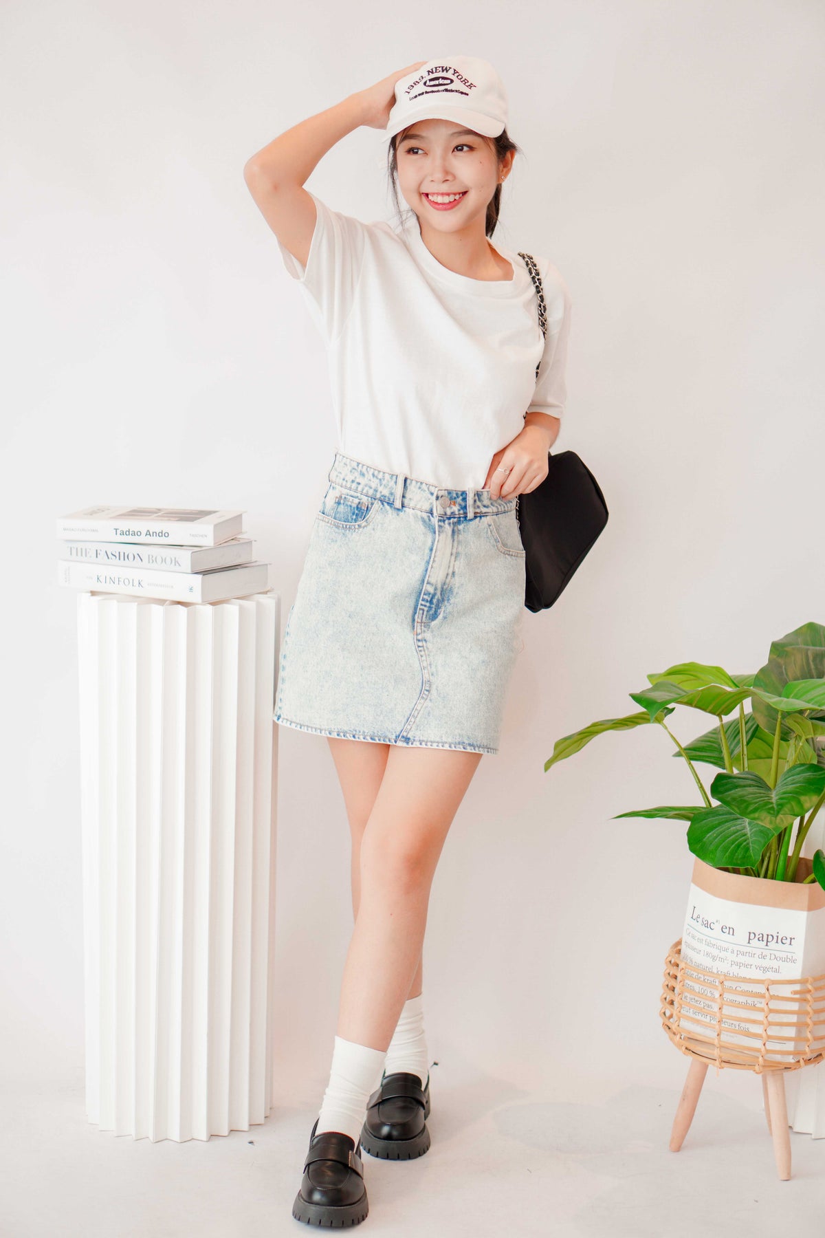 Five 4 Denim Skirt in Washed Blue