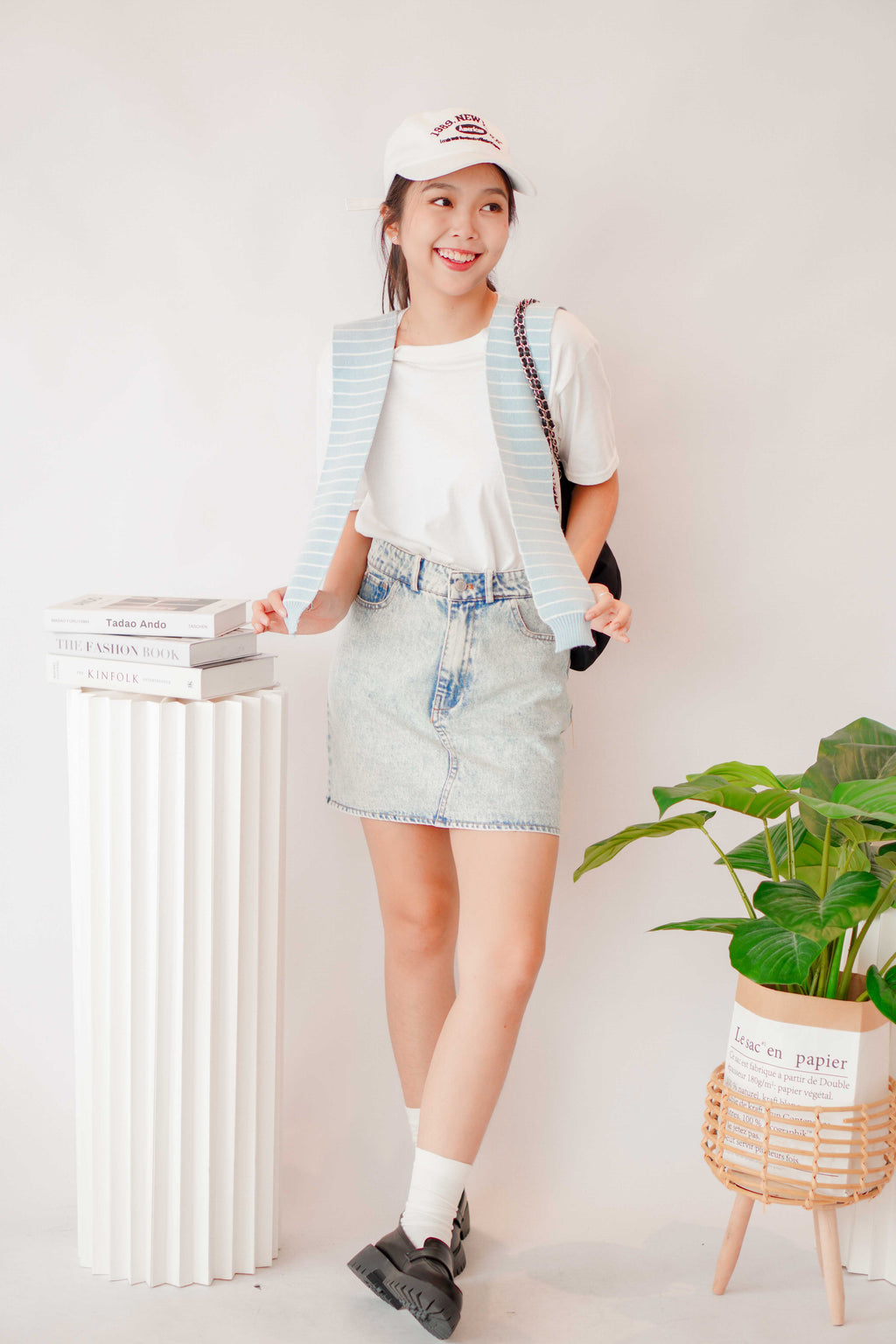Five 4 Denim Skirt in Washed Blue