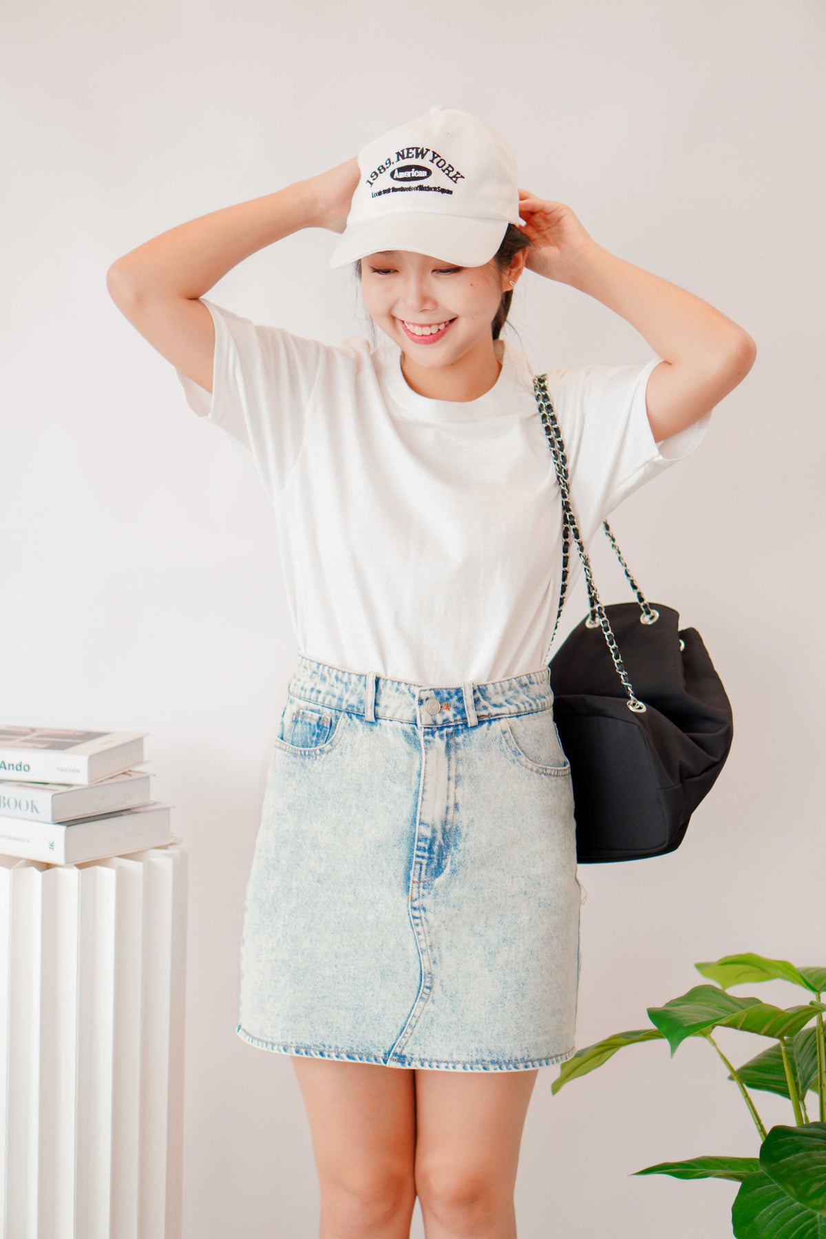 Five 4 Denim Skirt in Washed Blue