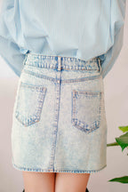 Five 4 Denim Skirt in Washed Blue