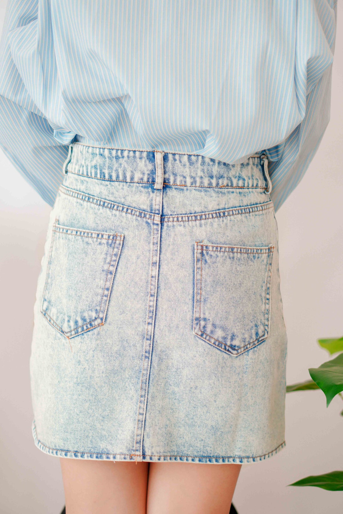 Five 4 Denim Skirt in Washed Blue