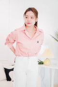 Waldorf Collar Button Down Top in Pink