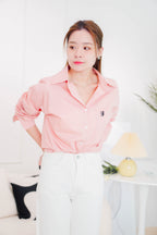 Waldorf Collar Button Down Top in Pink