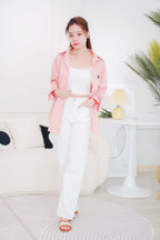 Waldorf Collar Button Down Top in Pink