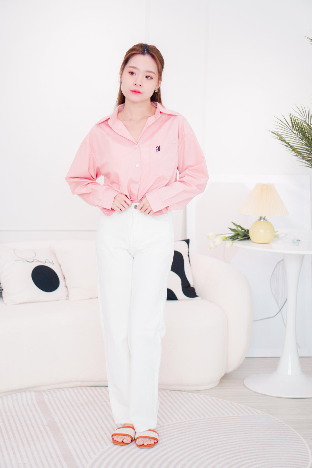 Waldorf Collar Button Down Top in Pink