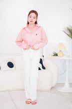 Waldorf Collar Button Down Top in Pink