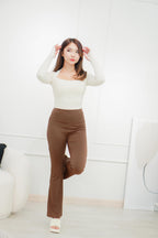 Abbie Bell Bottom Pants in Brown